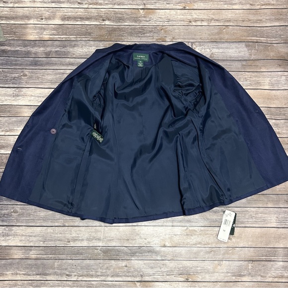 Lauren Ralph Lauren True Navy Blue Linen Double Breasted Provence Blazer 10 NWT - Picture 8 of 13